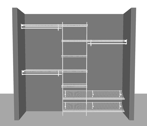 ClosetMaid 5037 5ft to 8ft Fixed Mount Closet Organizer Kit White